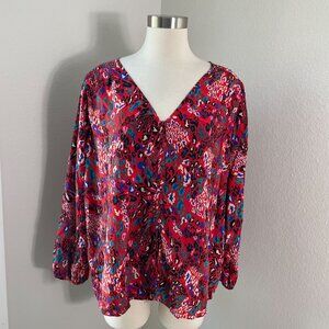 Tanya Taylor Womens Plus 20 V Neck Blouse‎ 100% Silk Lightweight Shirt Top